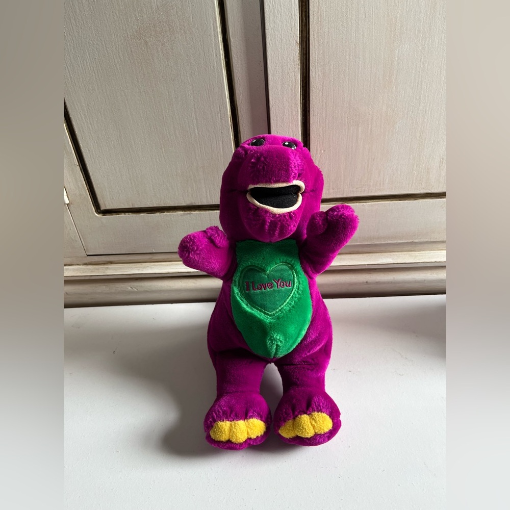 Vintage 90s Playskool Singing Barney Purple Dinosaur Plush Sings I Love You rare